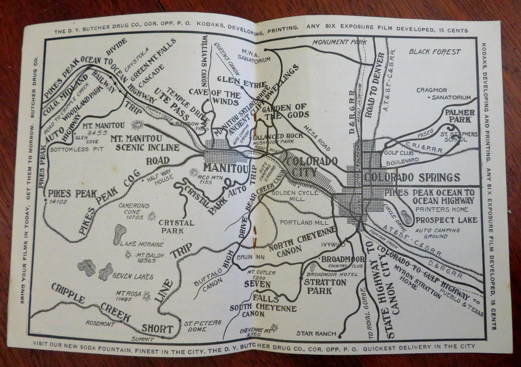 Pikes Peak Region Colorado Springs Colorado 1916 pictorial tourist booklet w map