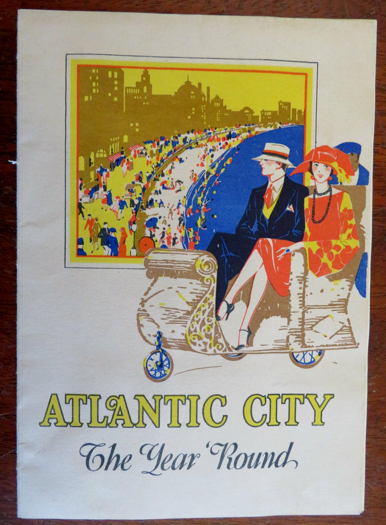 Atlantic City New Jersey birds-eye Aerial View 1926 art deco tourist booklet