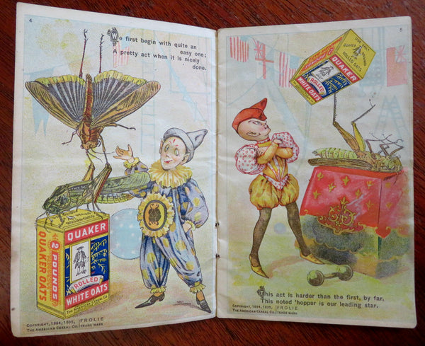 Frolie Grasshopper Circus Quaker Oats 1895 rare color illustrated promo booklet