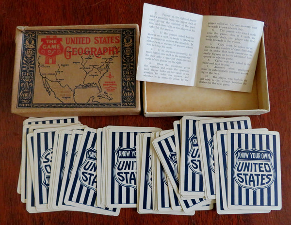 United States Geography Boxed Card Game c. 1917 Parker Bros. Americana Trivia