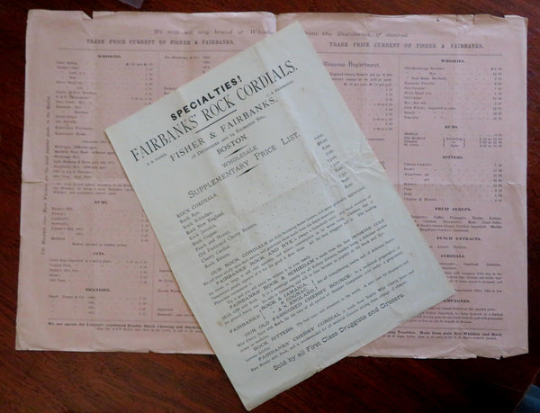 Fisher & Fairbanks Wine & Liquors Trade Price Circular 1880 Boston MA circular