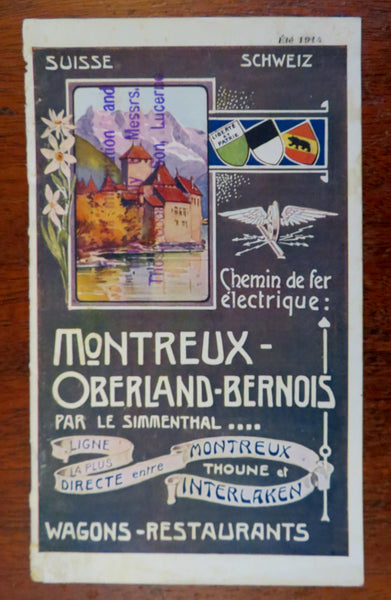 Switzerland Montreaux-Oberland-Bern 1914 tourist Railway Travel Guide