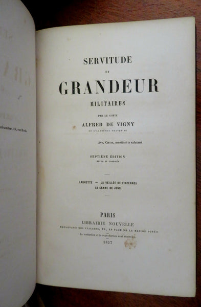 Alfred de Vigney Complete Works 1857 French Author leather 5 vol. set ...