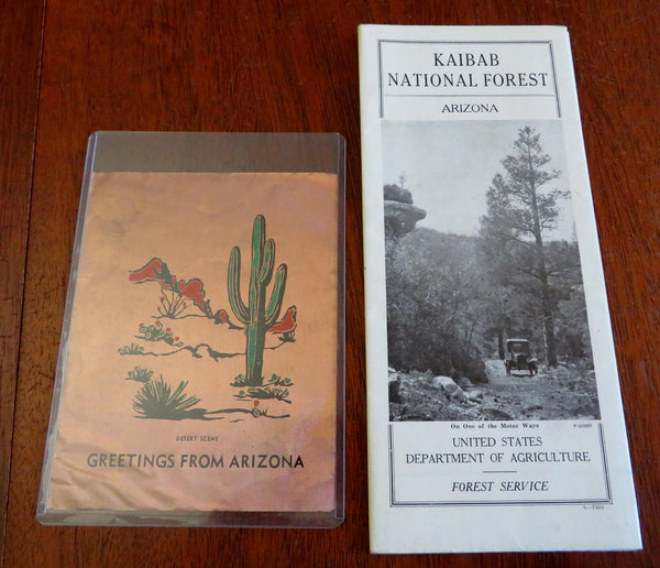 Arizona Travel Ephemera Lot x 2 Kaibab National Forest c. 1930 tourist souvenirs