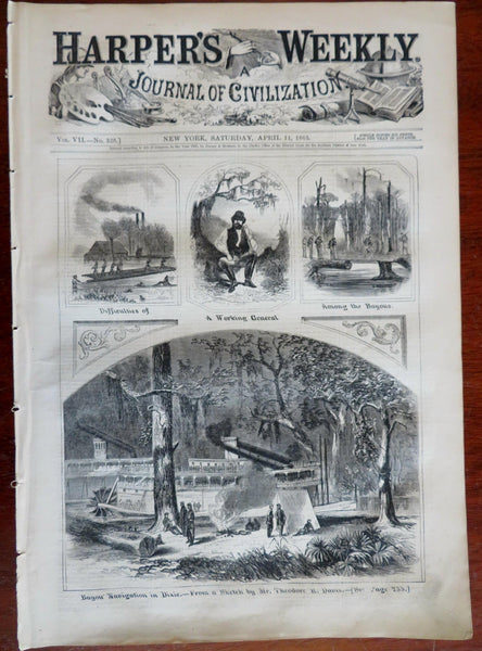 Bayou Navigation Dixie Vicksburg Harpers Civil War newspaper 1863 complete issue