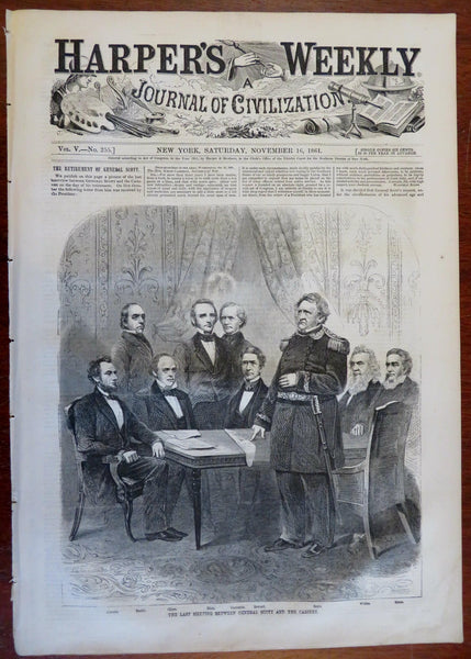 Lincoln & Cabinet Winfield Scott Harpers Civil War newspaper 1861 complete issue