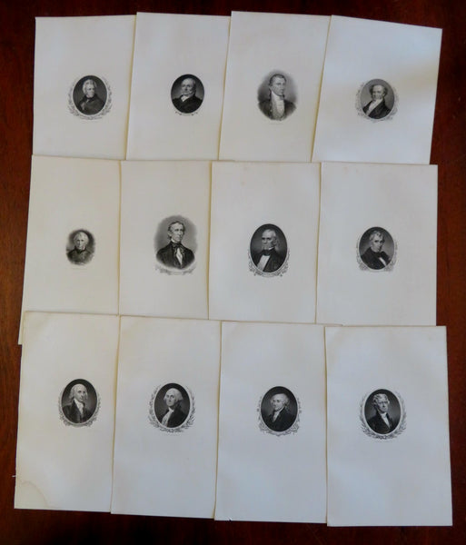 American Presidents Lot x 12 Engraved Portraits 1896-98 Washington Adams Jackson