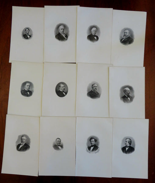 American Presidents Lot x 12 Engraved Portraits 1896-98 Lincoln Grant McKinley