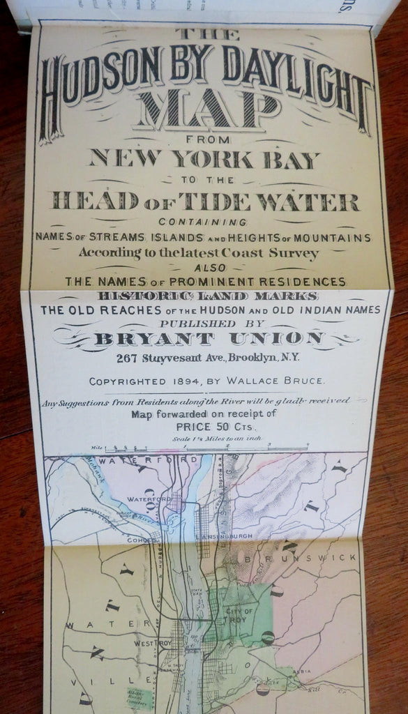 Hudson guide w/ large detail river strip map New York 1902 illustrated book