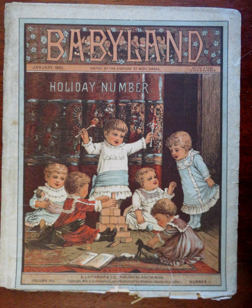 Babyland Holiday issue 1883 Illustrated juvenile magazine Christmas blocks & toy