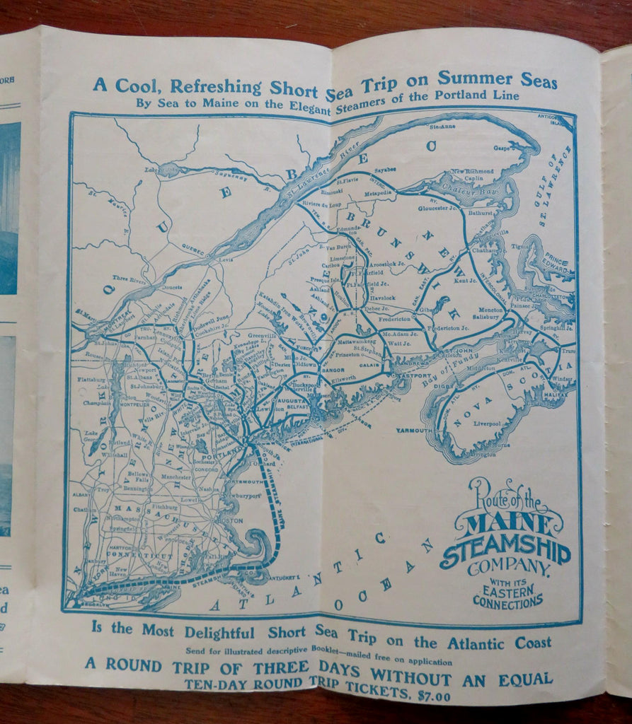 Maine Steamship Company Tourist Info 1905 illustrated travel brochure w/ map