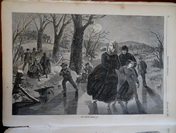 Ice Skating Winslow Homer Harper's Civil War newspaper 1862 complete issue