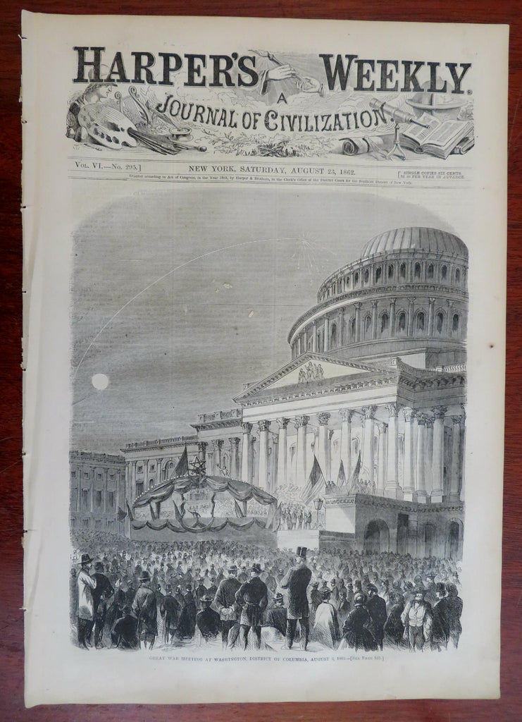 Washington Capitol Building Harper's Civil War newspaper 1862 complete issue