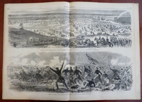 General Sickle's Infantry Charge Harpers Civil War newspaper 1862 complete issue