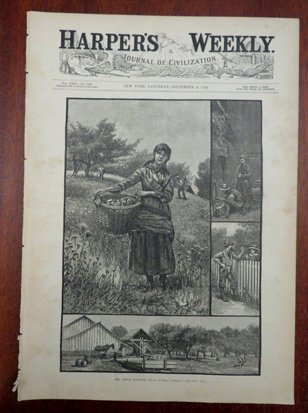 Apple Harvest New York Nile Harper's Gilded Age newspaper 1882 complete issue