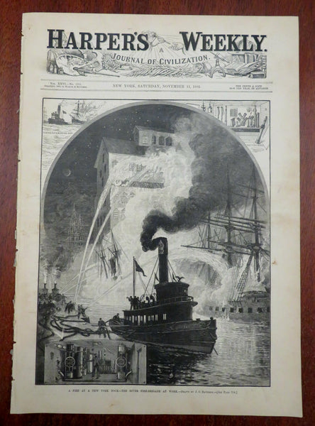 New York Docks Fire Brigade Harper's Gilded Age newspaper 1882 complete issue