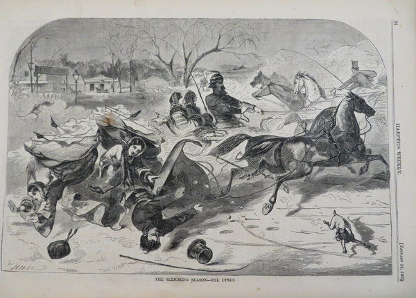 Winslow Homer Winter Scenes Snow Slide Harper's newspaper 1860 complete issue