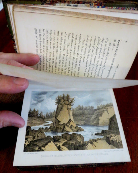 Popular Geology Rocks Minerals Formation 1853 Beete leather book 20 color plates