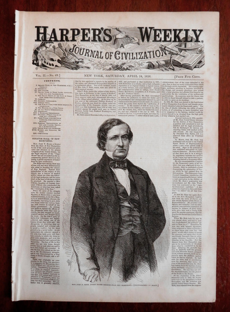 Mormon War Financial Humor John Hale Harper's newspaper 1858 complete issue