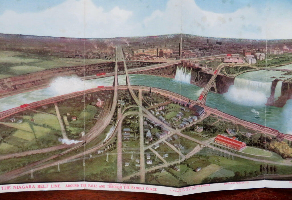 Niagara Falls Belt Line Promo c. 1915 tourist brochure panoramic birds-eye view