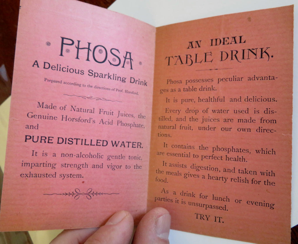 Phosa Tonic Water Soft Drink c. 1880's advertising leaflet