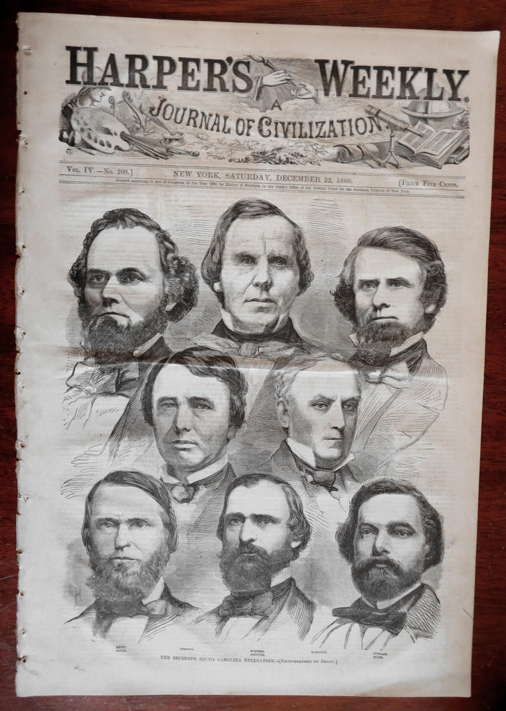 South Carolina Delegation Homer Harper's Civil War newspaper 1860 complete issue