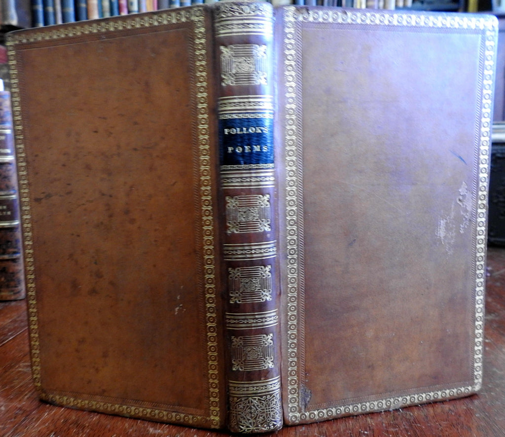 The Course of Time 1828 Robert Pollok poetry gorgeous decorative leather binding