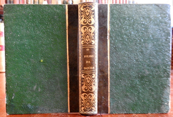 O Filho da Douda 1848 Soulie rare Portuguese small leather book Lisbon imprint