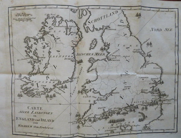 William the Conqueror map Ireland England Allgemeine Zeitung 1789 German newsppr