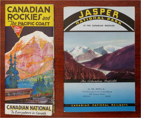 Canadian National Railways Lot x 2 Travel Brochures c 1938 Jasper National Park