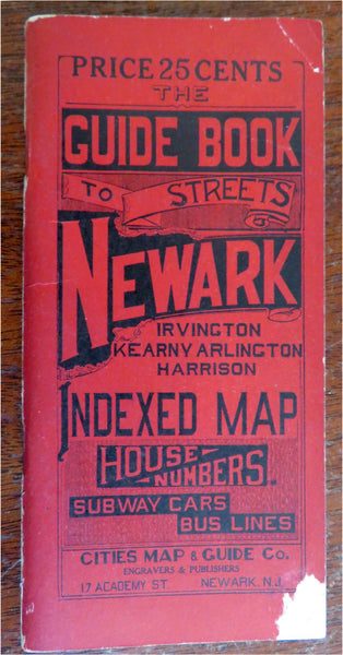 Newark New Jersey Indexed Street Plan Subway Lines Bus Routes 1939 pocket map