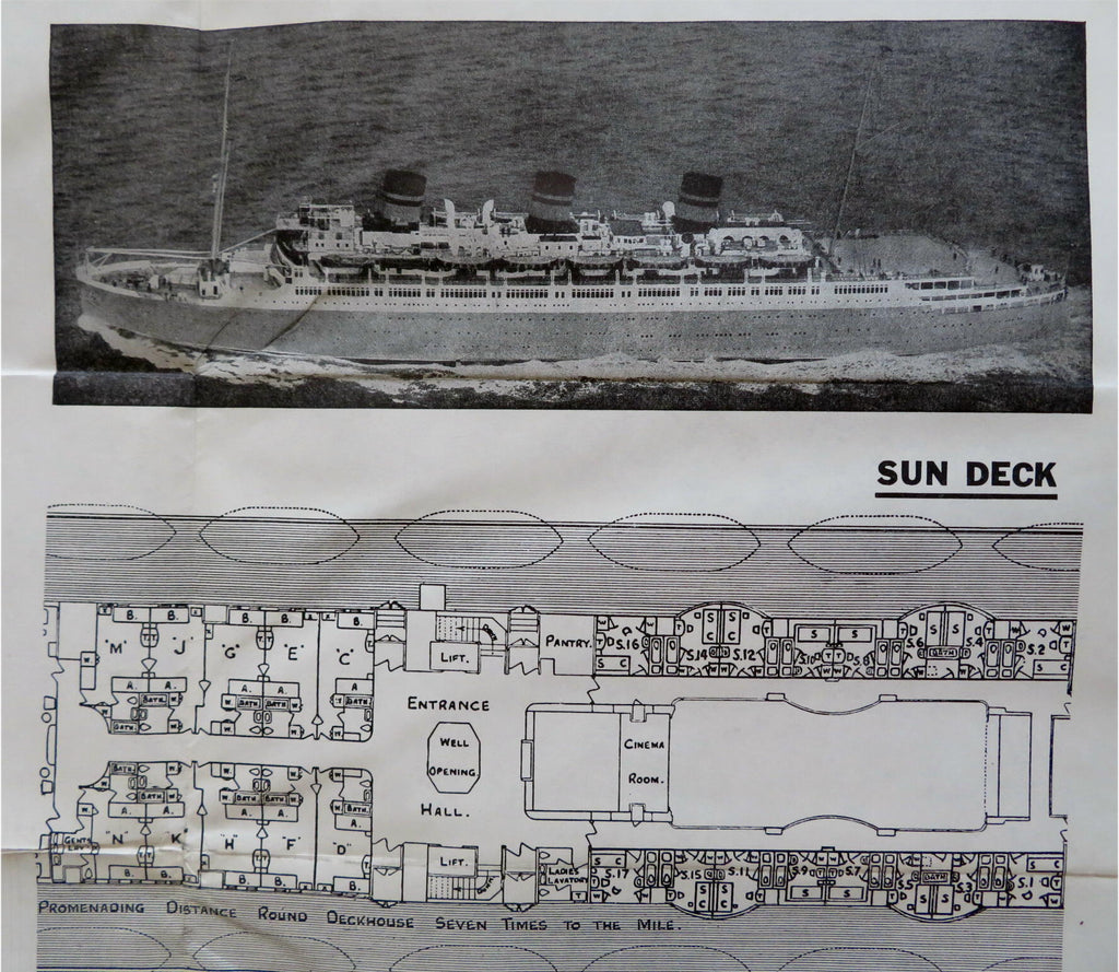 Queen of Bermuda Furness Bermuda Line Ship Plan c. 1955 advertising brochure
