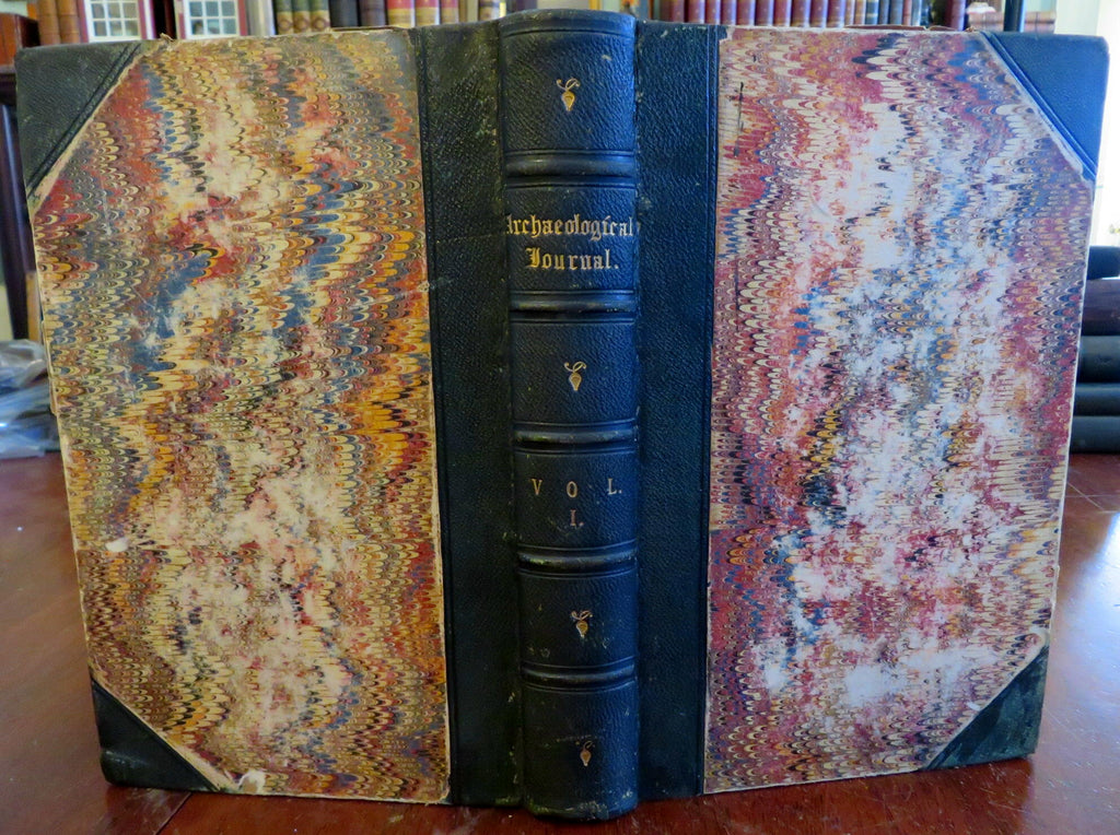 Archaeological Journal Roman Britain Middle Ages 1846 illustrated leather book