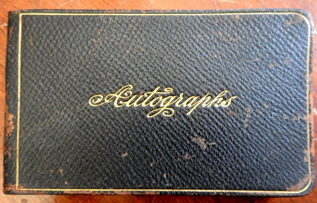 American Autograph Album c. 1880's leather album nice oblong clean re-useable