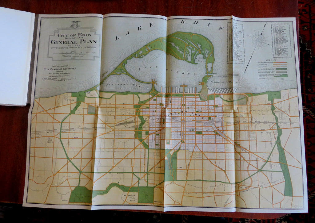 Greater Erie Niagara Erie Canal 1913 illustrated planning book lg. city plan map