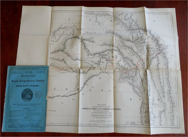 Afghanistan Irawadi River 1885 Royal Geographic Society periodical w/ maps