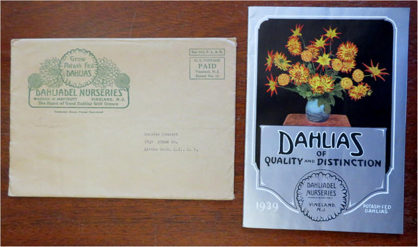 Dahlias Nursery Gardening Flowers 1939 pictorial mail order seed catalog