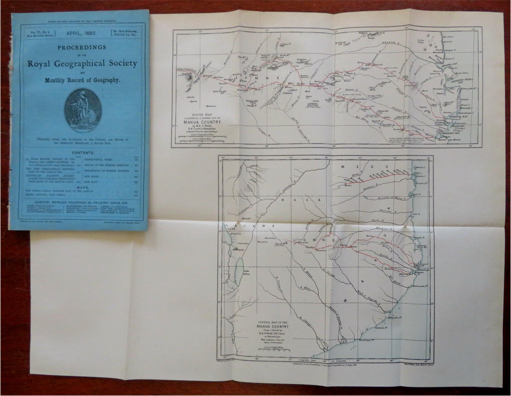 Russian Persia Frontier Caspian 1882 Royal Geographic Society periodical w/ maps