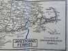 Cape Cod to NY Road Map c. 1920's Jamestown RI Ferries tourist promo brochure