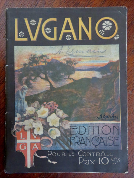 Lugano Switzerland Tourist Info c. 1910 French travel booklet w/ maps