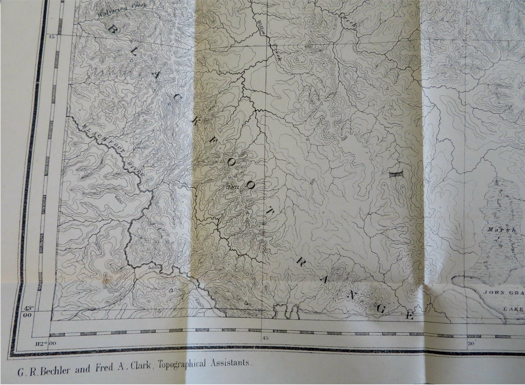 Wyoming & Idaho Teton Range Jackson Lake Snake River 1878 USGS large map