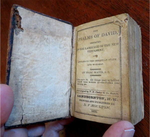 Isaac Watts Hymn Psalms Spiritual Songs 1828 near miniature leather book