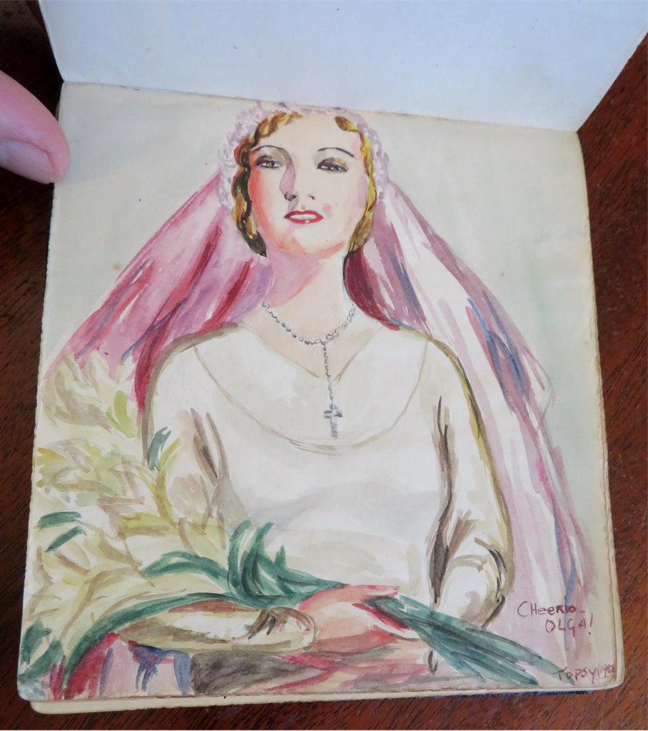 Autograph Album Ellen Richter (?) c. 1930's original sketches artwork souvenir