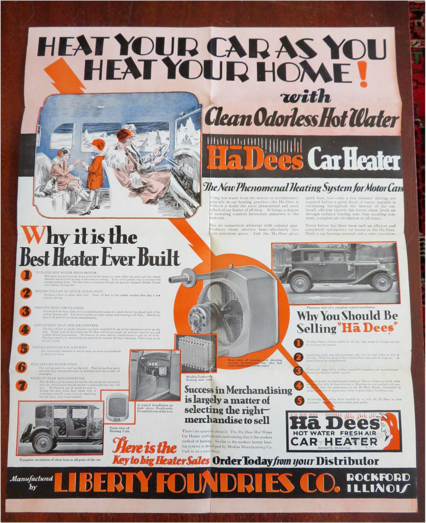 Liberty Foundries Car Heating System c. 1925 advertising pamphlet poster promo