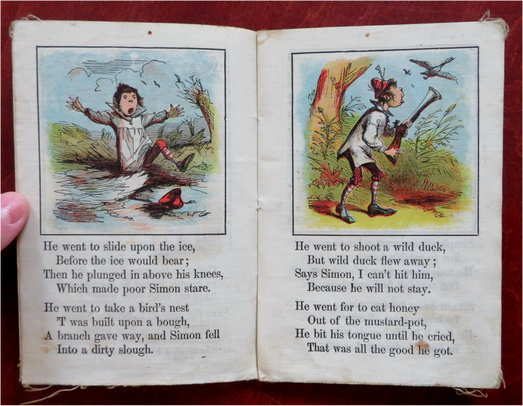 Simple Simon Children's Story c. 1865 McLoughlin Bros pictorial linen book