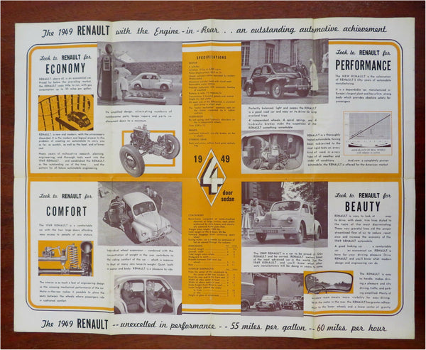 Renault 1949 Model Pictorial Promotional Brochure Vintage Advertisement