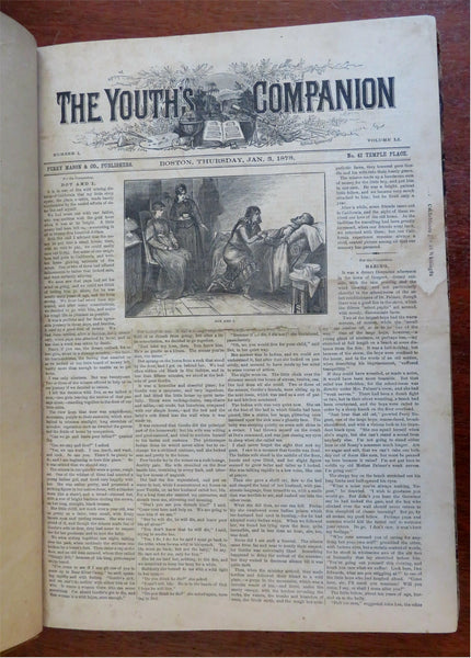 Youth's Companion Children's Periodical 1878 bound volume 48 issues puzzles