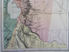 Moab Holy Land Israel Palestine Dead Sea Jericho c. 1870 color lithograph map