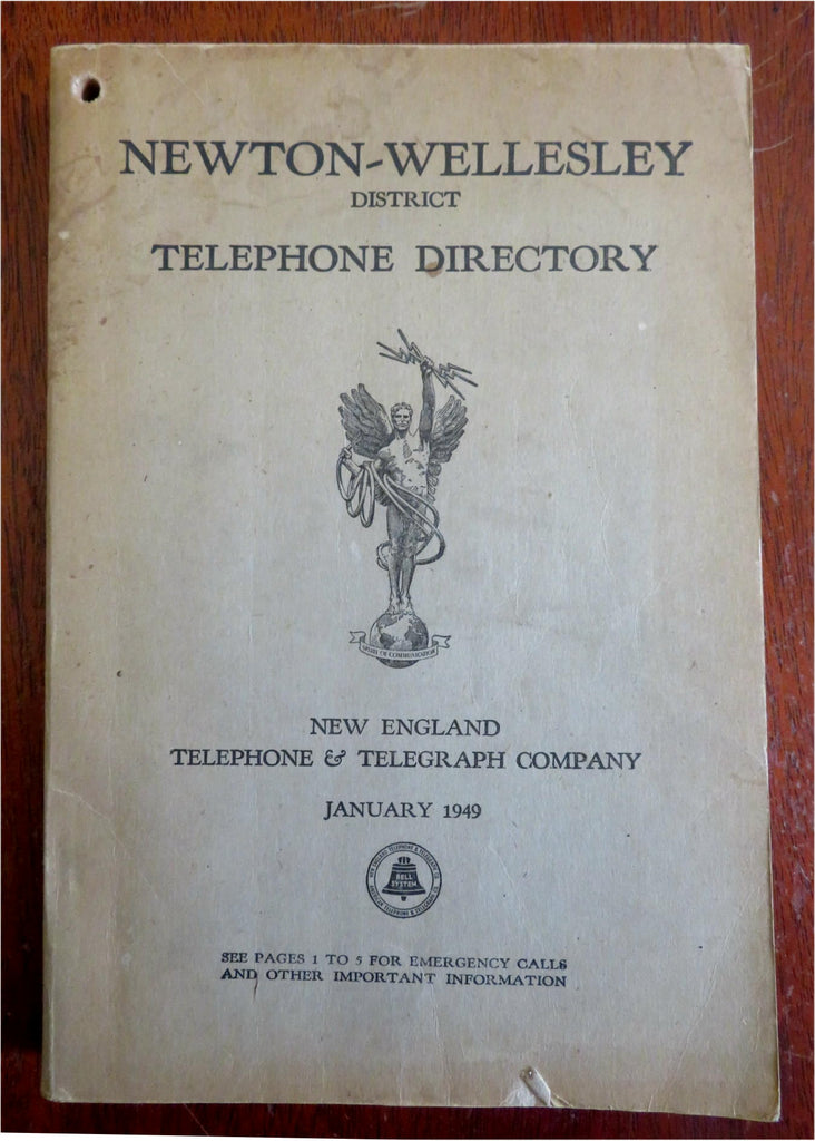 Newtown & Wellesley Massachusetts 1949 Telephone Directory vintage advertising