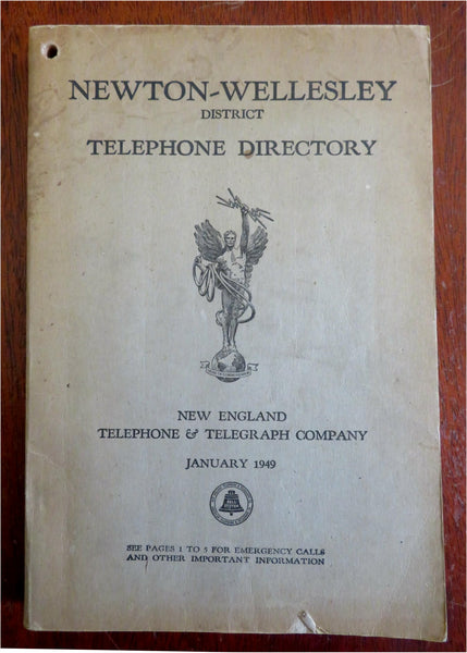 Newtown & Wellesley Massachusetts 1949 Telephone Directory vintage advertising